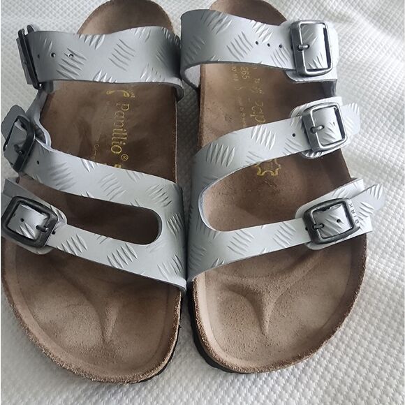 Papillio Birkenstock Gray Triple-Buckle Sandals - Picture 1 of 7
